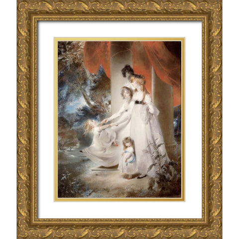 Portrait of Mrs Ayscoghe Boucherett Gold Ornate Wood Framed Art Print with Double Matting by Lawrence, Sir Thomas