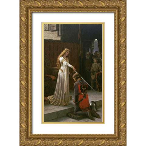 The Accolade Gold Ornate Wood Framed Art Print with Double Matting by Leighton, Edmund Blair