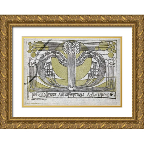 Conversazione Programme Gold Ornate Wood Framed Art Print with Double Matting by Mackintosh, Charles Rennie