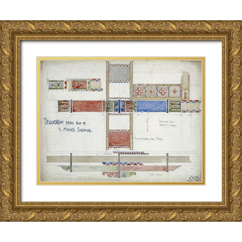Florence, San Miniato, Studies of Decorative Ceiling Panels Gold Ornate Wood Framed Art Print with Double Matting by Mackintosh, Charles Rennie