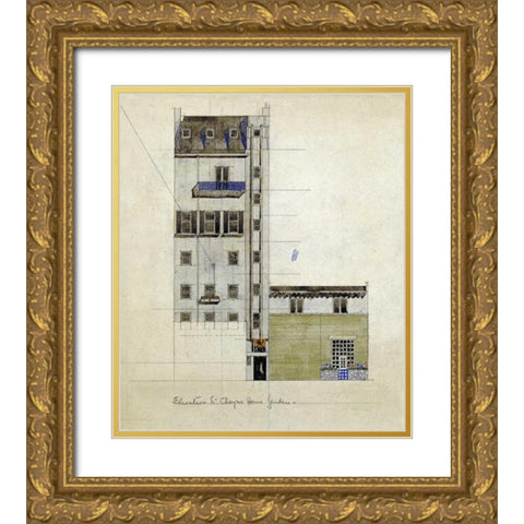 London, Elevation of Proposed Studio, 1920 Gold Ornate Wood Framed Art Print with Double Matting by Mackintosh, Charles Rennie