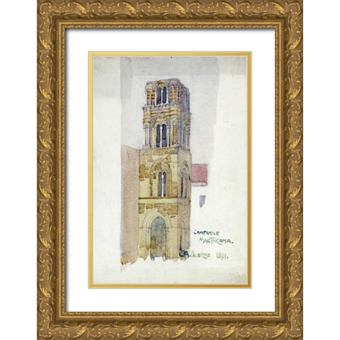 Palermo, Campanile Martorana Gold Ornate Wood Framed Art Print with Double Matting by Mackintosh, Charles Rennie