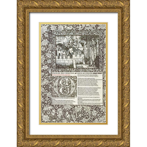 Troilus and Criseyde, Liber Secundus Gold Ornate Wood Framed Art Print with Double Matting by Morris, William