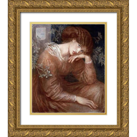 Reverie Gold Ornate Wood Framed Art Print with Double Matting by Rossetti, Dante Gabriel