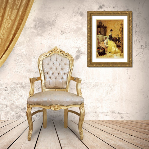 The New Dress Gold Ornate Wood Framed Art Print with Double Matting by Stevens, Alfred