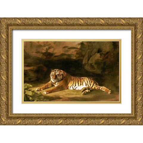 Portrait of The Royal Tiger Gold Ornate Wood Framed Art Print with Double Matting by Stubbs, George