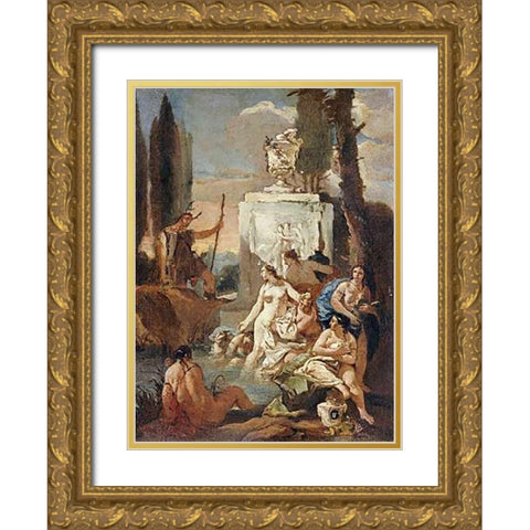 Diana and Acteon Gold Ornate Wood Framed Art Print with Double Matting by Tiepolo, Giovanni Battista