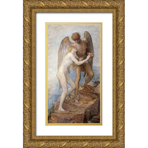 Love and Life Gold Ornate Wood Framed Art Print with Double Matting by Watts, George Frederick