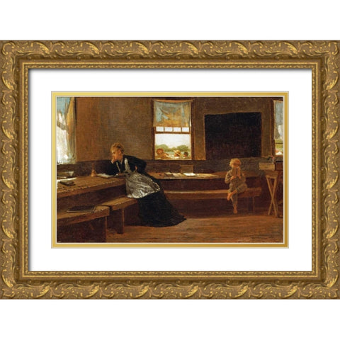 The Noon Recess Gold Ornate Wood Framed Art Print with Double Matting by Homer, Winslow