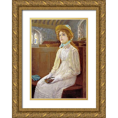 Faith Gold Ornate Wood Framed Art Print with Double Matting by Hughes, Arthur