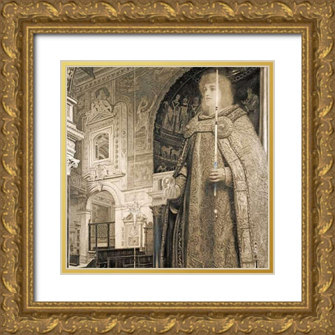 Requiem Gold Ornate Wood Framed Art Print with Double Matting by Khnopff, Fernand