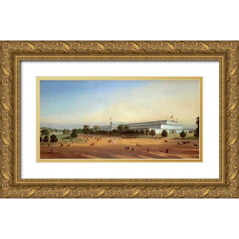 Crystal Palace During The Great Exhibition of 1851 Gold Ornate Wood Framed Art Print with Double Matting by Le Bihan, P.