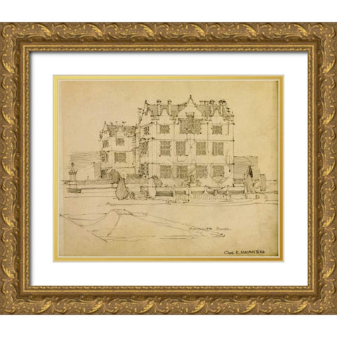 Somerset, Montacute House, 1895 Gold Ornate Wood Framed Art Print with Double Matting by Mackintosh, Charles Rennie