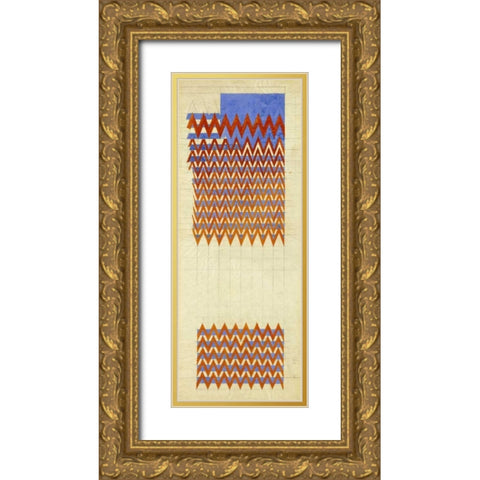 Fabric Design, 1916 Gold Ornate Wood Framed Art Print with Double Matting by Mackintosh, Charles Rennie
