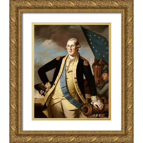 George Washington Gold Ornate Wood Framed Art Print with Double Matting by Peale, Charles Willson