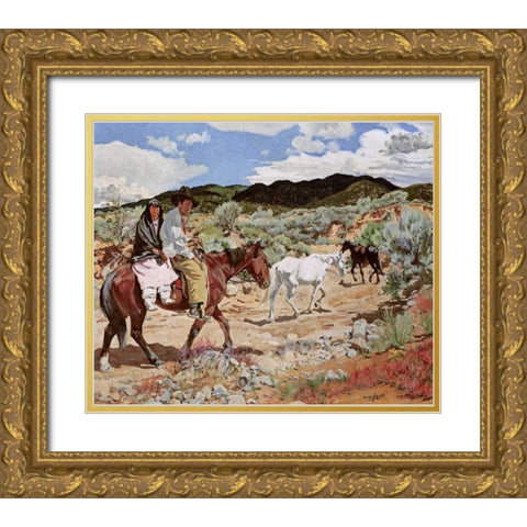 His Wealth Gold Ornate Wood Framed Art Print with Double Matting by Ufer, Walter