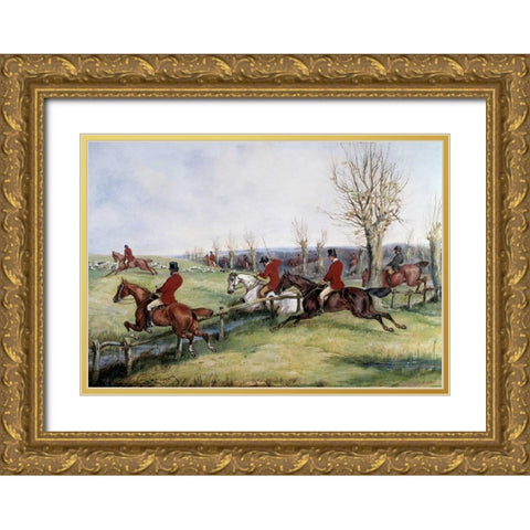 Gone Away Gold Ornate Wood Framed Art Print with Double Matting by Alken, Henry Thomas