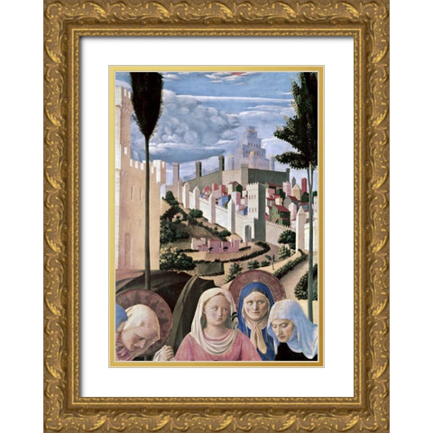 Deposition - Detail 3 Gold Ornate Wood Framed Art Print with Double Matting by Angelico, Fra