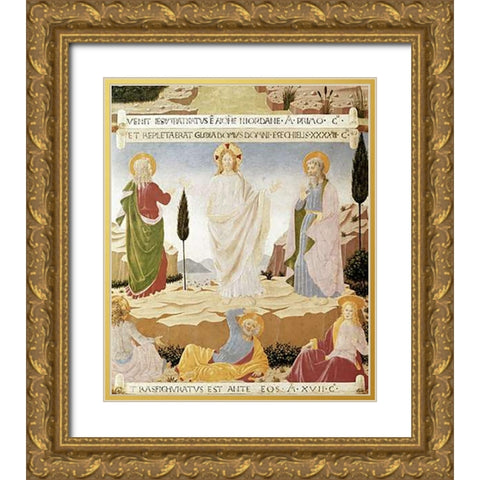 Transfiguration Gold Ornate Wood Framed Art Print with Double Matting by Angelico, Fra
