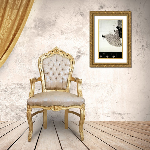 Seated Woman Gold Ornate Wood Framed Art Print with Double Matting by Beardsley, Aubrey