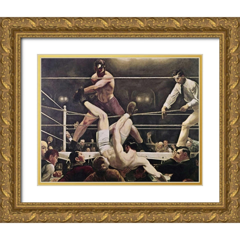 Dempsey and Firpo Gold Ornate Wood Framed Art Print with Double Matting by Bellows, George