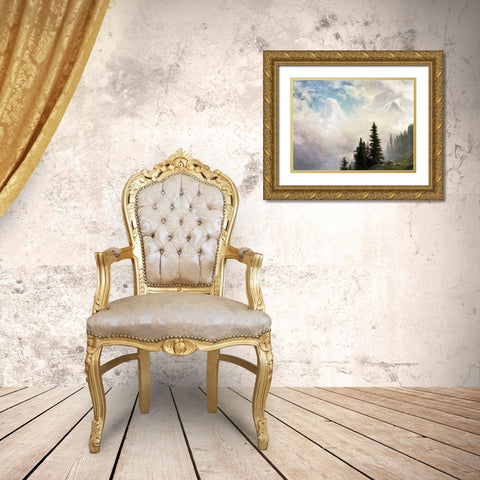 High in the Mountains Gold Ornate Wood Framed Art Print with Double Matting by Bierstadt, Albert