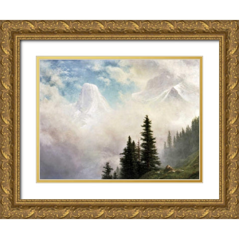 High in the Mountains Gold Ornate Wood Framed Art Print with Double Matting by Bierstadt, Albert