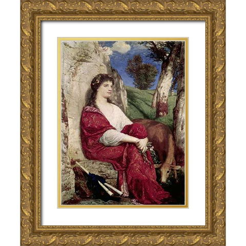 Euterpe; Muse of Music and Lyric Poetry Gold Ornate Wood Framed Art Print with Double Matting by Bocklin, Arnold