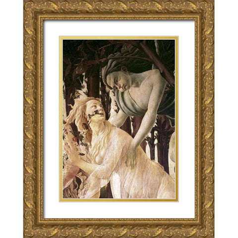 La Primavera (Detail) Gold Ornate Wood Framed Art Print with Double Matting by Botticelli, Sandro