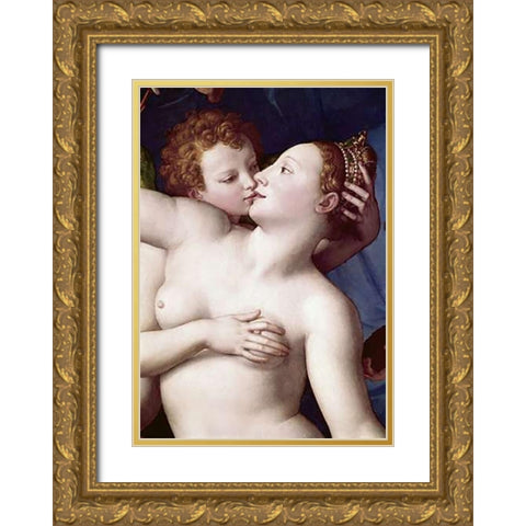 ExVintageure of Luxury - Detail Gold Ornate Wood Framed Art Print with Double Matting by Bronzino, Agnolo