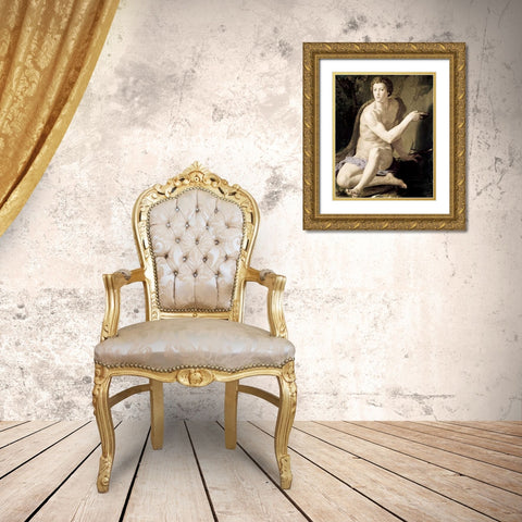 St. John The Baptist Gold Ornate Wood Framed Art Print with Double Matting by Bronzino, Agnolo