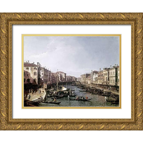 Grand Canal, Venice Gold Ornate Wood Framed Art Print with Double Matting by Canaletto
