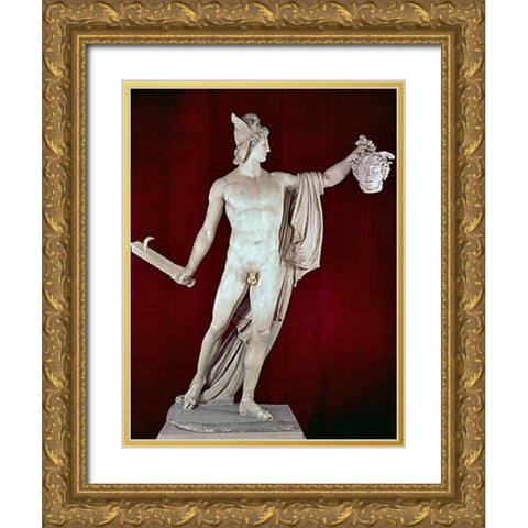 Perseus With The Head of Medusa Gold Ornate Wood Framed Art Print with Double Matting by Canova, Antonio