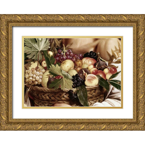 Boy With Basket of Fruit - Detail Gold Ornate Wood Framed Art Print with Double Matting by Caravaggio