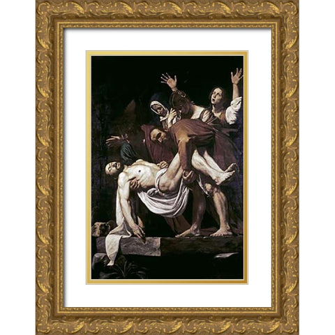 DeVintageition Gold Ornate Wood Framed Art Print with Double Matting by Caravaggio