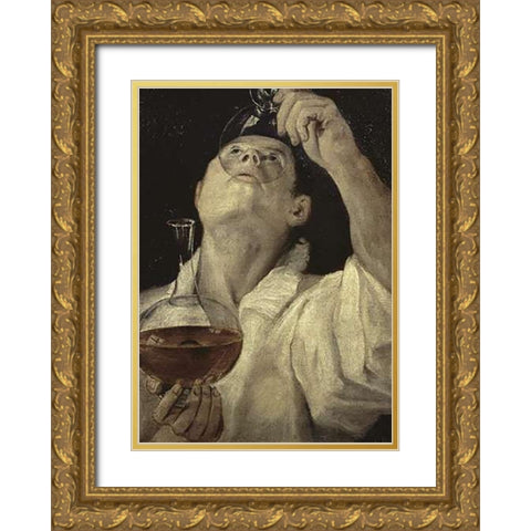Homme Du Vin Gold Ornate Wood Framed Art Print with Double Matting by Carracci, Annibale