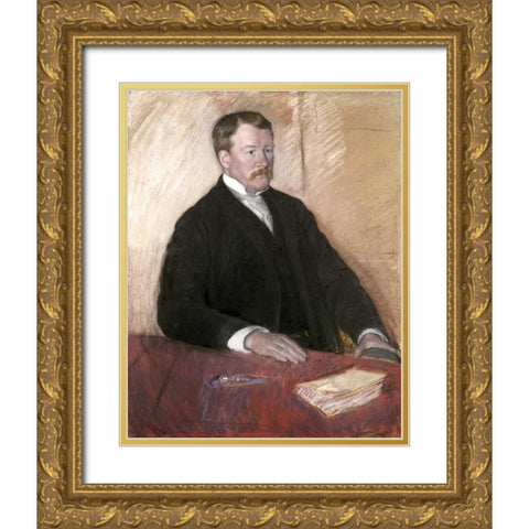 Alexander J. Cassatt Gold Ornate Wood Framed Art Print with Double Matting by Cassatt, Mary