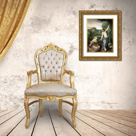Noli Me Tangere Gold Ornate Wood Framed Art Print with Double Matting by Correggio
