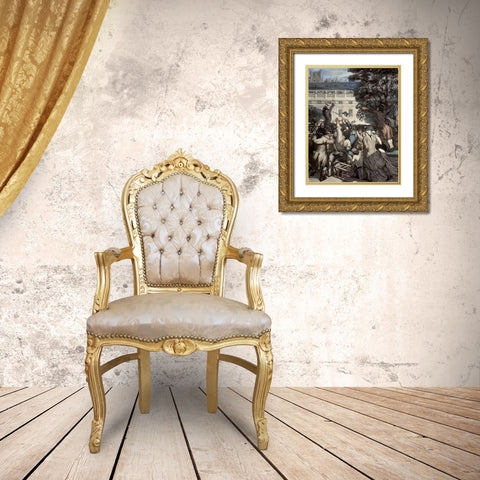 Camille Moulin at The Royal Palace Gold Ornate Wood Framed Art Print with Double Matting by Daumier, Honore