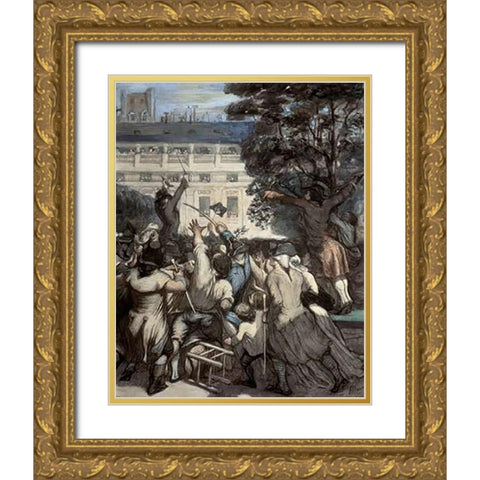 Camille Moulin at The Royal Palace Gold Ornate Wood Framed Art Print with Double Matting by Daumier, Honore
