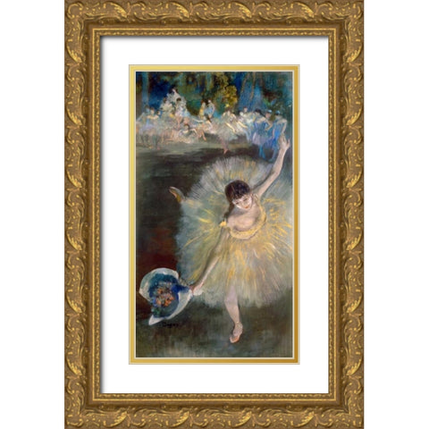 End of the Arabesque, c. 1877 Gold Ornate Wood Framed Art Print with Double Matting by Degas, Edgar