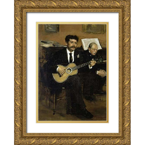 Lorenzo Pagans and Auguste De Gas Gold Ornate Wood Framed Art Print with Double Matting by Degas, Edgar