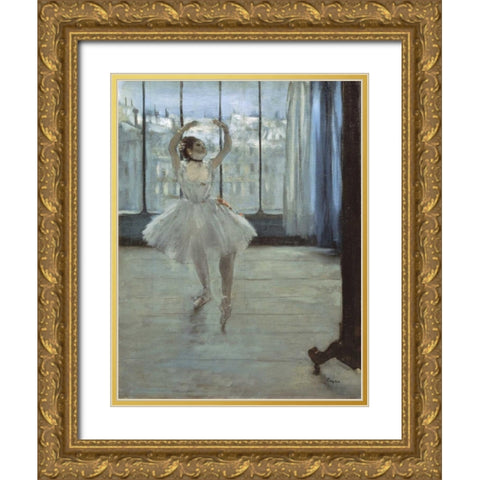 The Dancer at the Studio Gold Ornate Wood Framed Art Print with Double Matting by Degas, Edgar