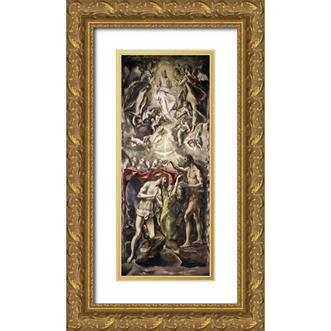 Baptism of Christ Gold Ornate Wood Framed Art Print with Double Matting by El Greco