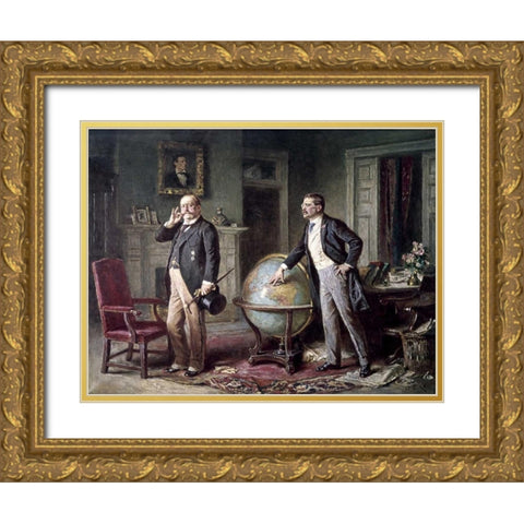 Doctrine of Monroe - Teddy Roosevelt Gold Ornate Wood Framed Art Print with Double Matting by Ferris, Jean Leon Gerome