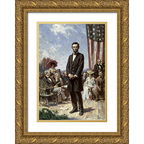 The Gettysburg Address Gold Ornate Wood Framed Art Print with Double Matting by Ferris, Jean Leon Gerome