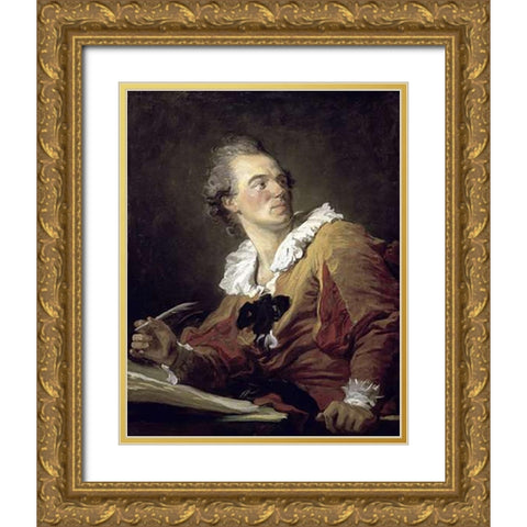 Inspiration Gold Ornate Wood Framed Art Print with Double Matting by Fragonard, Jean Honore