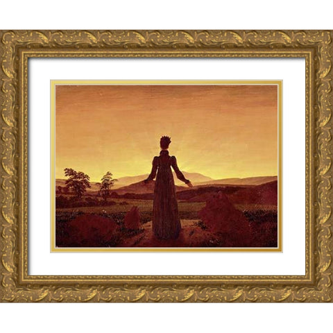 Morning Light Gold Ornate Wood Framed Art Print with Double Matting by Friedrich, Caspar David