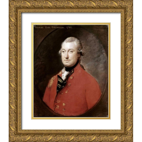 Charles Cornwallis Gold Ornate Wood Framed Art Print with Double Matting by Gainsborough, Thomas