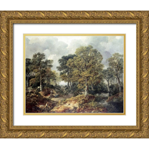Gainsboroughs Forest Gold Ornate Wood Framed Art Print with Double Matting by Gainsborough, Thomas